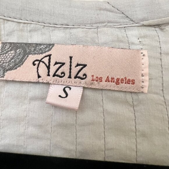 Gray Pintuck Crochet Lace Top Coastal Grandma Oversize Boho Whimsigoth Sz Small - Picture 3 of 12